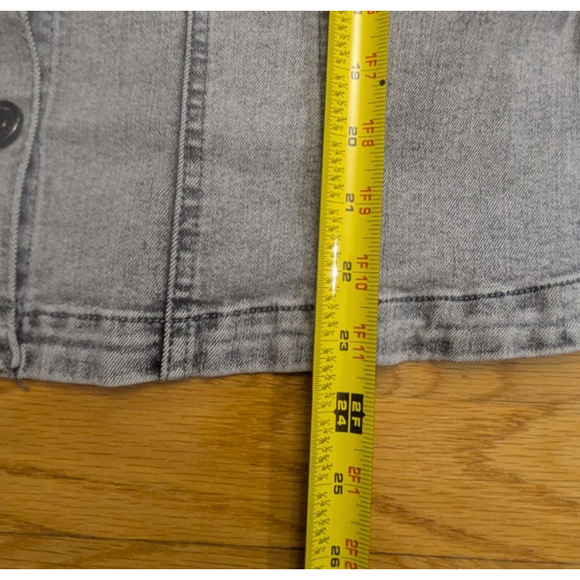 Skinnygirl Gray Denim Peplum Jean Jacket Large - Picture 9 of 10